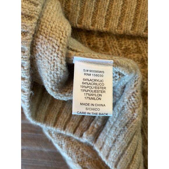 JONDIE Cable Knit Turtleneck Cropped Sweater | Beige | Women’s Small | Boxy Fit - Picture 9 of 9